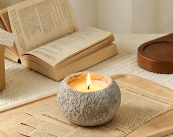 Stone Candle, Concrete Soy Candle, Small Scented Candle, Minimalist Home Decor, Custom Name Candle, Wedding Favor Gift