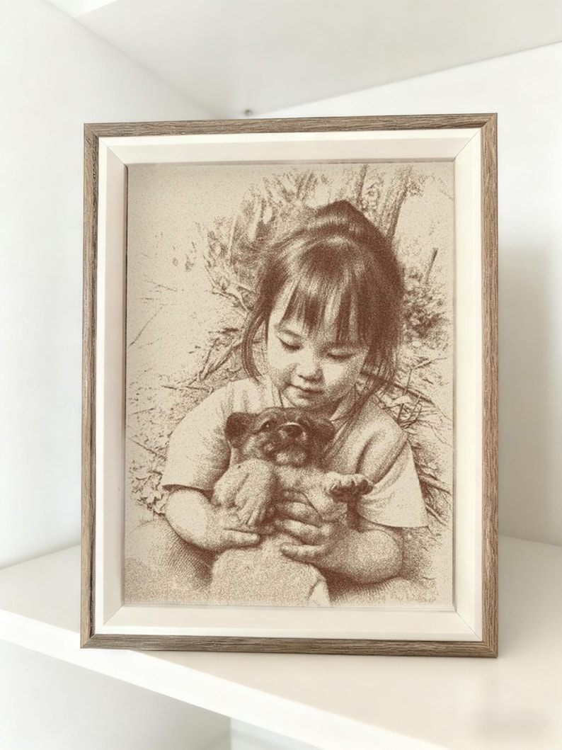 Custom Sand Art Portrait Frame – Personalized Photo Gift, Handmade Natural Sand Painting, Unique Anniversary or Wedding Keepsake image 5