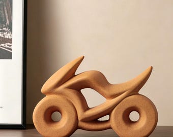 Modern Motorcycle Sculpture, Ceramic Motorcycle Decor, Motorcycle Lover Gift, Minimalist Shelf Decor, Biker Office Decoration