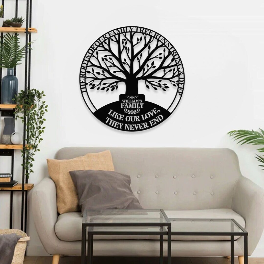 BEVUVA Personalized Tree Of Life Metal Wall Sign - Custom Number Of Kids, Family Wall Decor For Living Room Or Bedroom - View #8