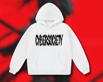CYBERM3TAL White Oversized Heavyweight Fleece Hoodie