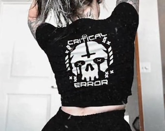 BŁĄD KRYTYCZNY - Damski czarny t-shirt Techwear