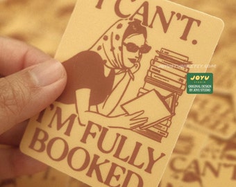 Fully Booked Sticker, Retro Style Bookish Sticker for Kindle Gift for Readers Book Lovers, Bookworm Funny Waterproof Vinyl Sticker Decal