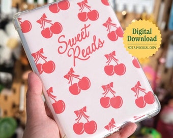 Ciliegie Kindle Inserto Stampabile Coquette Bow Library Card, Bookworm Retro Sweet Fruits per CUSTODIA TRASPARENTE per Basic Paperwhite Oasis Colorsoft