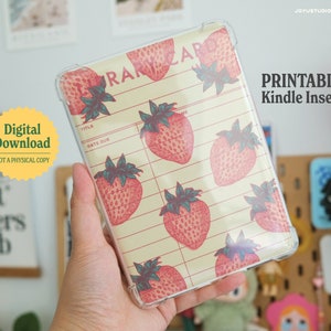 Carte de bibliothèque de baies vintage imprimable fraise Kindle, insertion de fruits rétro rat de bibliothèque pour étui transparent pour oasis de base Paperwhite
