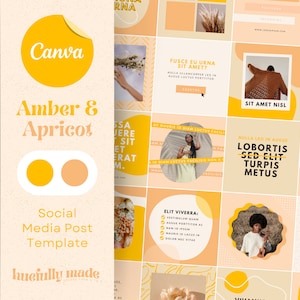 Social Media Post Template Canva - Facebook Instagram Canva - Yellow Beige Peach - Social Media Template by Huefully Made