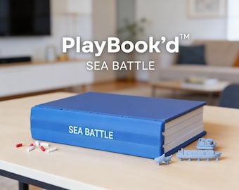 PlayBook'd Sea Battle | Book Board Game | Shelf Decor | Magnetic Locking For Travel