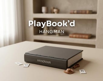 PlayBook'd Hangman | Book Board Game | Shelf Decor | Magnetic Locking For Travel