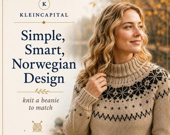 Simple, Smart, Norwegian Design | Knitting pattern card | Women's Norwegian Sweater | Digital Download