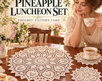 Pineapple Luncheon Set | Crochet Pattern Card | Vintage Doily Set Crochet Pattern | Digital Download