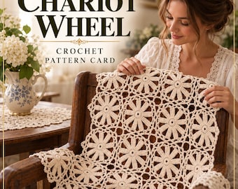 Chariot Wheel | Crochet Pattern Card | Vintage Crochet Motif Pattern | Digital Download