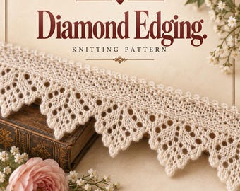 Diamond Edging Knitting Pattern | Vintage Lace Trim (Digital Download)