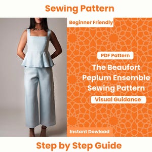 Peplum Top & Skirt Sewing Pattern: Women&#39;s DIY Ensemble (PDF Pattern)