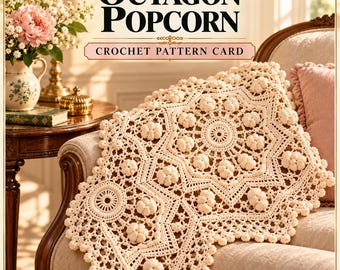 Octagon Popcorn | Crochet Pattern Card | Vintage Crochet Block Motif Pattern | Digital Download
