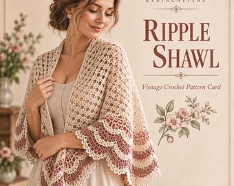 Vintage Ripple Shawl Crochet Pattern | Elegant Openwork Design (Digital Download)