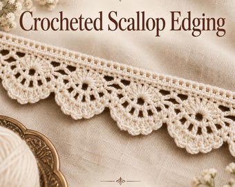 Crocheted Scallop Edging Pattern Card | Vintage Lace Crochet (Digital Download)