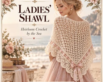 Ladies' Shawl Crochet Pattern Card | Heirloom Openwork Design (Digital Download)