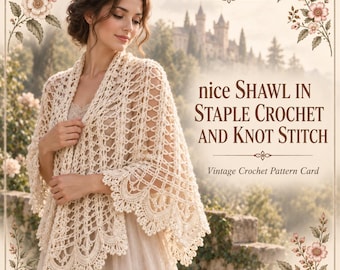 Vintage Lace Shawl Pattern | Staple Crochet & Knot Stitch (Digital Download)
