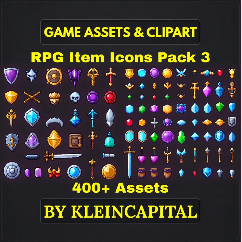 Shield Icon Rpg Pixel Art Fantasy RPG Item Icons Pack 3 - 400+ Gems Swords Shields ...
