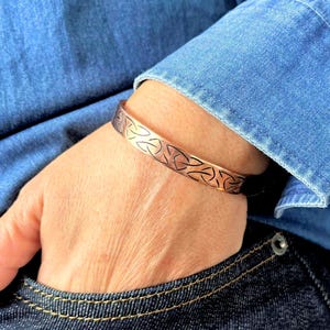 Engraved Celtic Knot Copper Cuff Bracelet