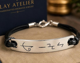 Hand Engraved Elif Vav Bracelet, Personalized Göktürk Name Bracelet, Turkish Symbol Jewelry