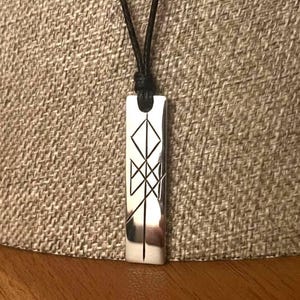Hand Engraved Odin Symbol Necklace, Copper or Silver Plated Pendant, Norse Mythology Viking Jewelry Gift