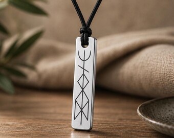 Hand Engraved Njordr Necklace Copper Silver Gold Viking Norse Sea God Pendant