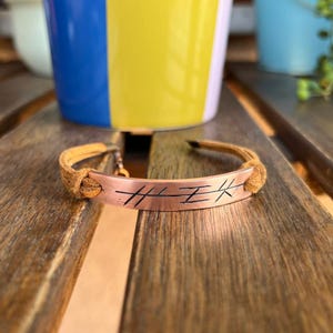 VALHALLA Viking Symbol Bracelet, Copper Bracelet with VALHALLA Symbol, Suede Strap, Norse Mythology, Viking Jewelry, VALHALLA Bracelet gift