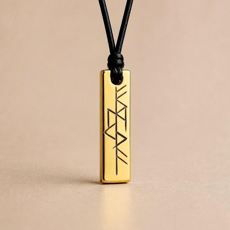 Hand Engraved Freya Necklace, Viking Pendant, Norse Goddess Gift Gold Plated