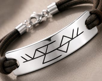 Freya Viking Bracelet, Hand Engraved Norse Symbol Bracelet,Nordic Gift for Men & Women
