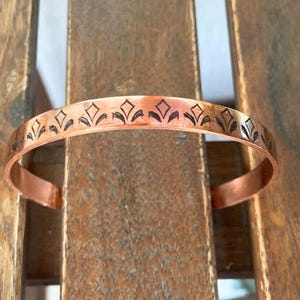 Ethnic Patterned Copper Bracelet,Handcrafted Engraved Bracelet,Unique Design,Customizable Jewelry, ohemian Style Accessory for Meaningful