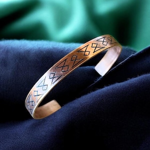 Hand Engraved Copper Cuff Bracelet , Adjustable Boho Rustic Jewelry, Custom Geometric Design, Unisex Copper Gift