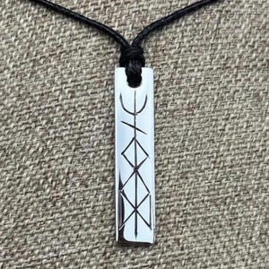 Hand Engraved  Viking NJORDR Symbol Necklace, Copper or Silver PlatedSea God Gift,