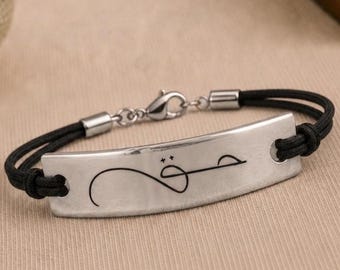 Hand Engraved Haq Bracelet, Arabic Calligraphy Jewelry, Meaningful Islamic Gift for Him