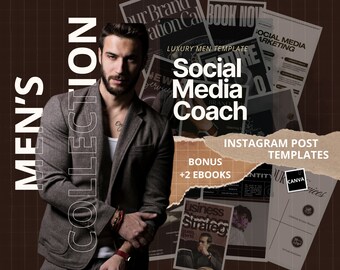 Posts Template Social Media Coach Luxury Men |Social Media Digital Marketing|Social Media Manager |Digital Marketing Template | Canva