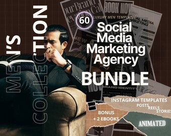 Bundle Templates Social Media Marketing Agency Luxury Men |Social Media Digital Marketing|Social Media Manager |Digital Marketing Template