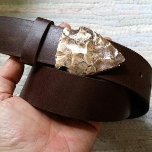 Arrowhead Belt Buckle for 1.5 Belts in Solid Bronze with Natural or Brown Patina Hand Made Handcrafted by Peter Senesac image 2