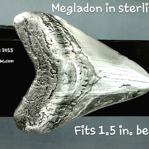 Sterling Silver Megalodon Sharks Tooth Belt Buckle 2 inch Wide for 1.5 inch Men and Women Belts Handcrafted by Peter Senesac