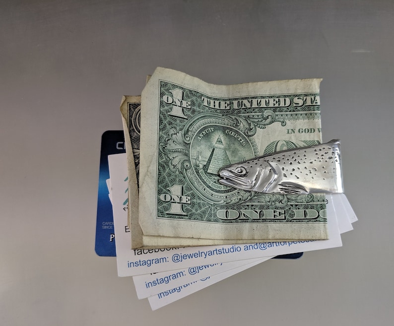 Silver Rainbow Trout Fish Money Clip Hand Made Sterling Silver Etsy