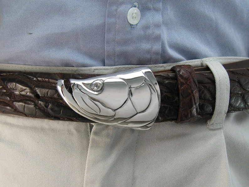 Tarpon Fish Belt Buckle in Solid Sterling Silver Hand Made for Etsy