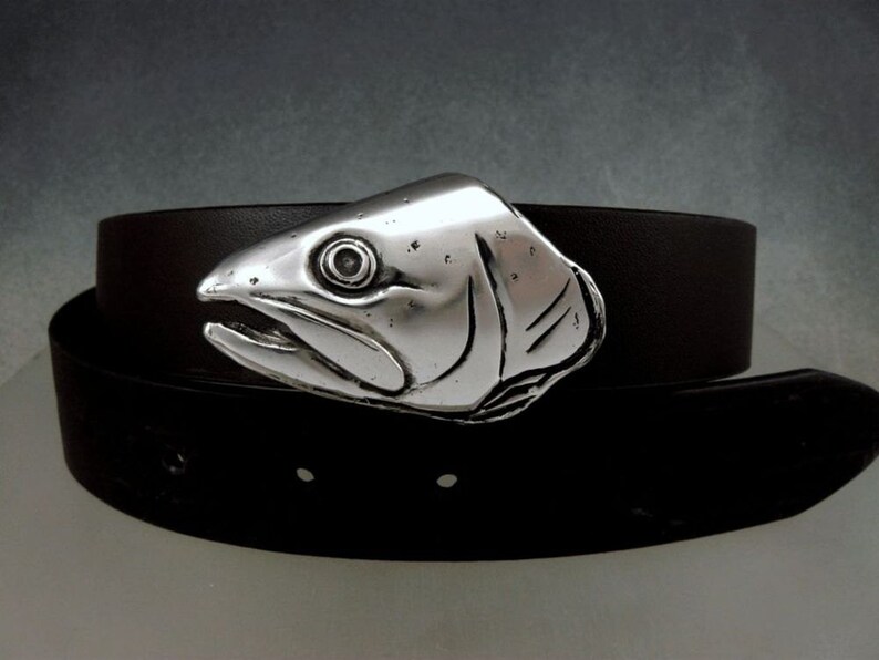 Trout Fish Belt Buckle in Solid Sterling Silver With Natural Etsy