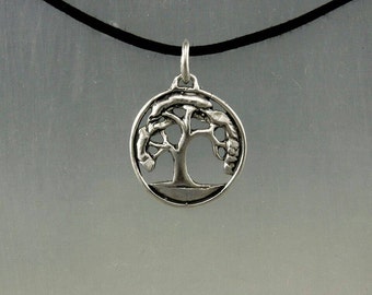 Tree of Life, Small Oak Pendant in Sterling Silver, Forest Life, Bonsai Tree Nature Necklace Handcrafted by Peter Senesac