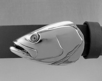 Handmade Sterling Silver Sea Trout Belt Buckle, for 1.25 inch belts