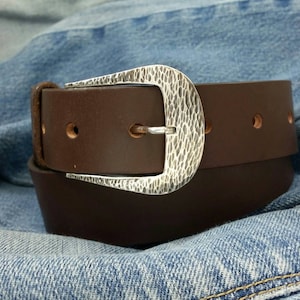 Sterling Silver 1.25 inch Farrier Quarter Horse Belt Buckle Hammer Textured,  men&#39;s belt buckle, made in usa, Handcrafted by Peter Senesac