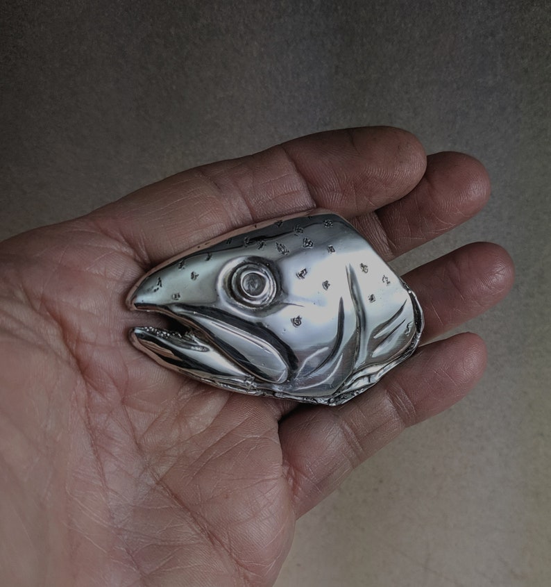 Trout Fish Belt Buckle in Solid Sterling Silver With Natural Etsy