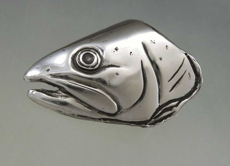 Trout Fish Belt Buckle in Solid Sterling Silver With Natural Etsy