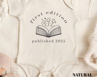 First Edition Baby Bodysuit, Announcement Baby, Custom Published Shirt, Baby Shower Gift, Librarian Baby Gift, Littlest Book Club Member