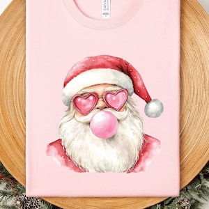 Pink Santa Claus Christmas T-Shirt, Vintage Christmas Shirt, Santa Christmas T-shirt, Trendy Holiday Shirt, Christmas Shirt, Christmas Gifts