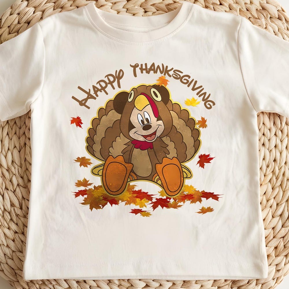 Happy Thanksgiving Turkey Shirt, Thanksgiving Mickey Mouse Shirt, Cute Fall Cartoon Tee, Funny Turkey Costume T-Shirt For Autumn Onlytee