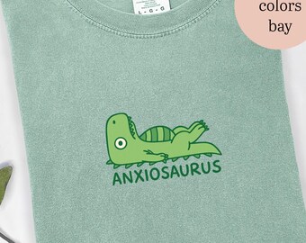Anxiosaurus Shirt, Funny Dinosaur Tee, Anxiety Humor T-Shirt, Cute Dino Graphic Top